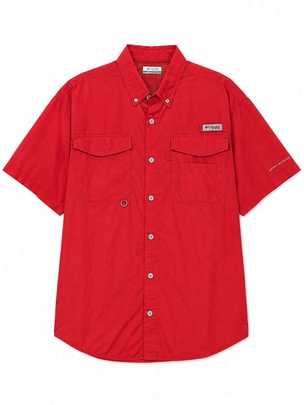 Columbia PFG Omni-Shade Fishing Shirt Men's L Red Short Sleeve Vented Performanc